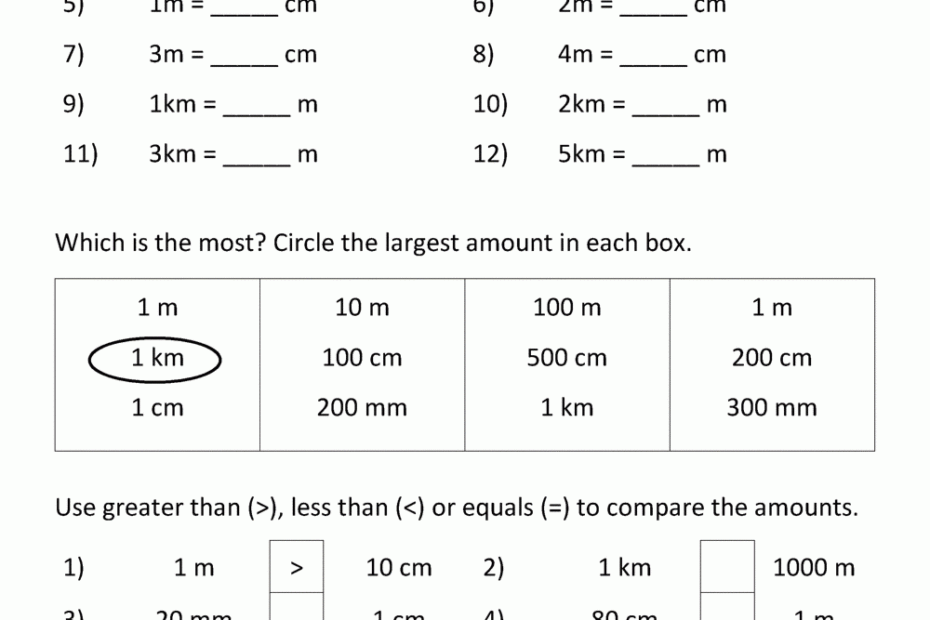 Metric Conversion Worksheet