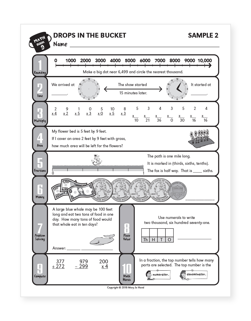 MH 2031 Math Drops In The Bucket Book 9 for 3rd Grade 1st Semester 