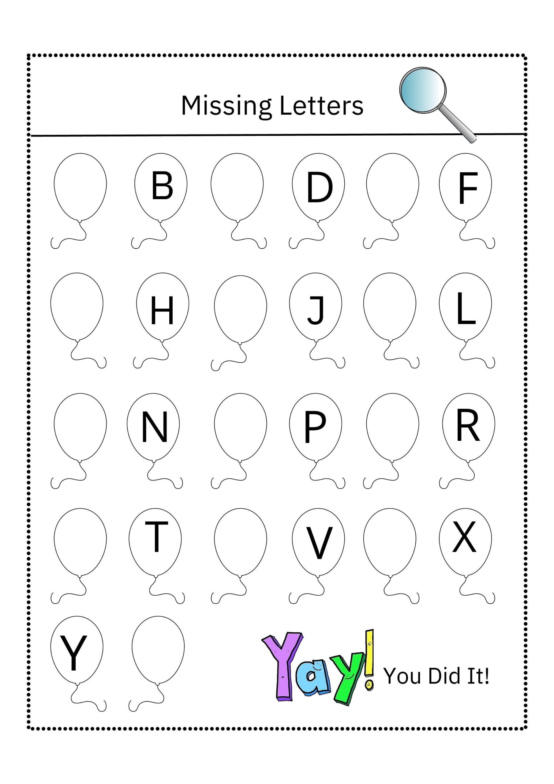 missing letters worksheet
