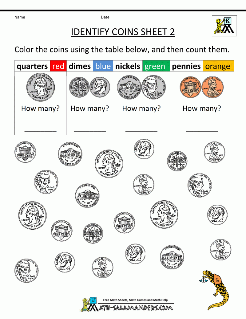 money id worksheets
