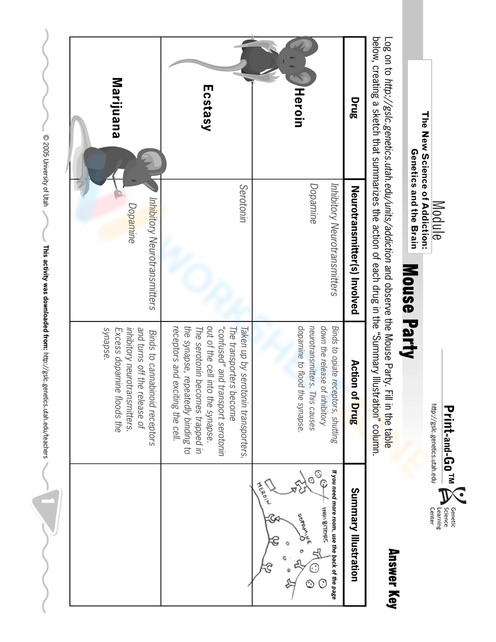 mouse party worksheet