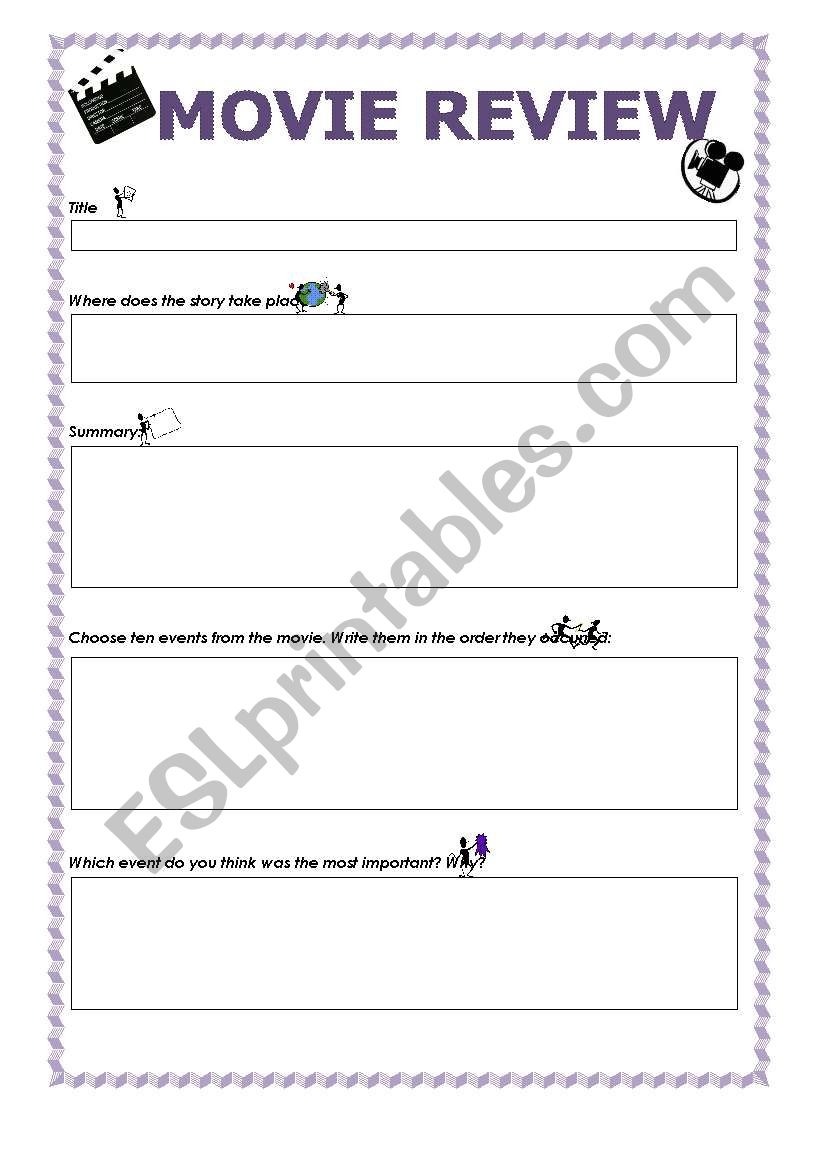 Movie Review ESL Worksheet By Denipinheiro
