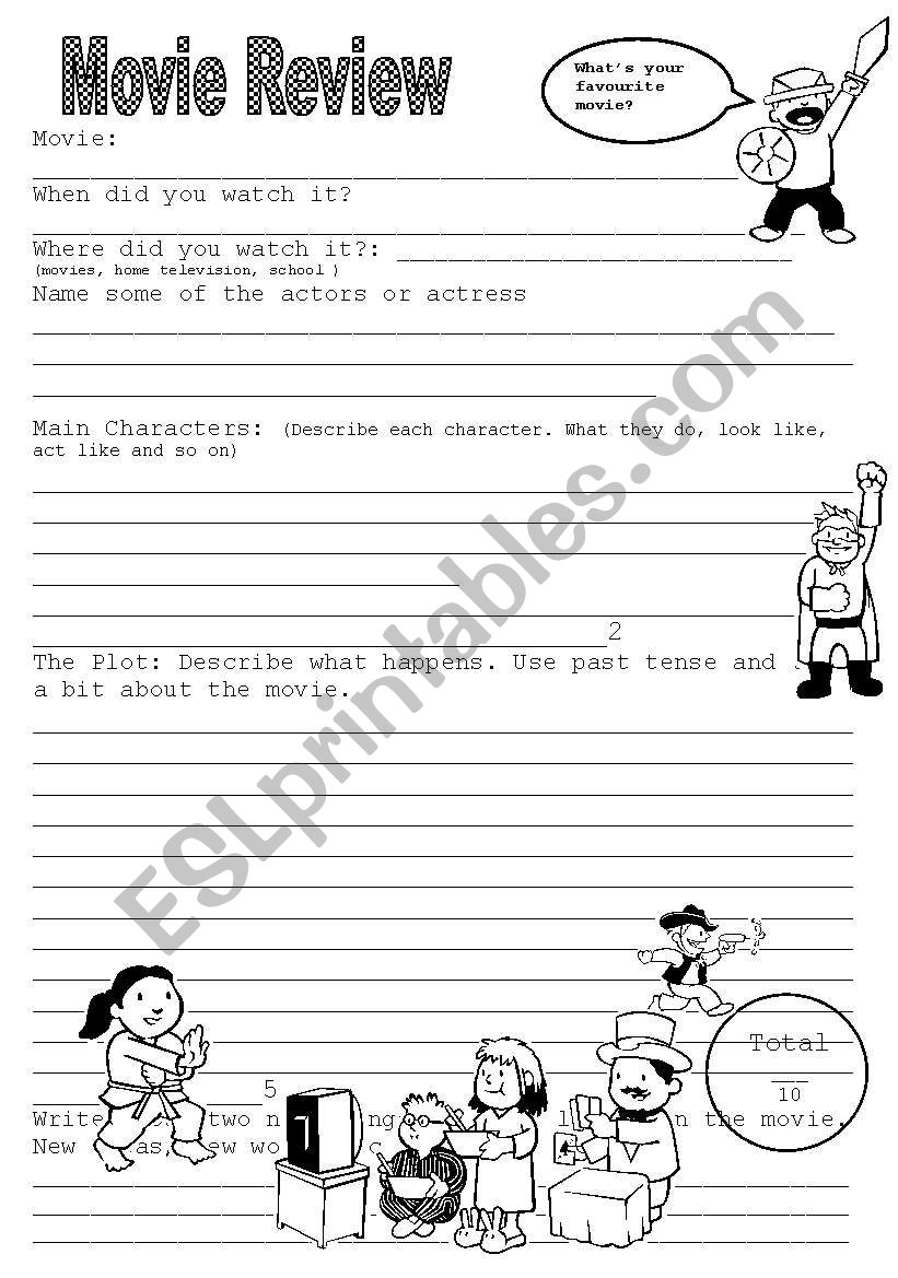 Movie Review ESL Worksheet By Wendyharling