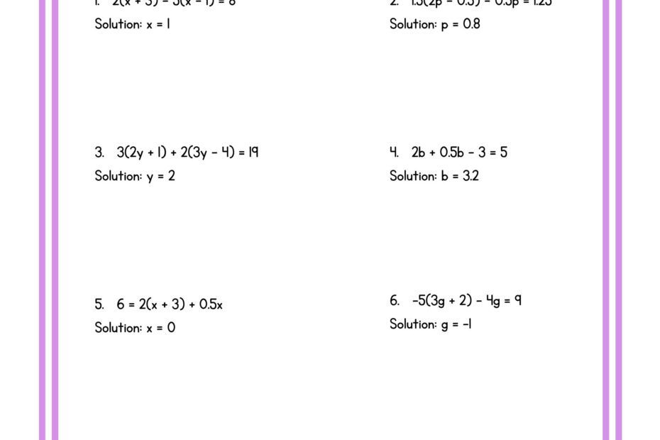 Multi step Equations Worksheets Algebra 1 Workbook 18 Pages Etsy