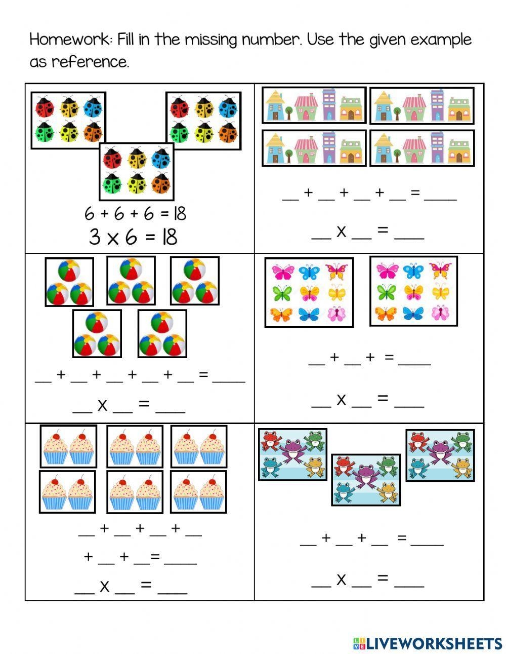 multiplication as repeated addition worksheets