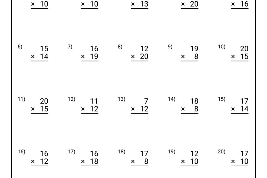 Multiplication Math Workbook For Grade 5 100 Practice Pages 100