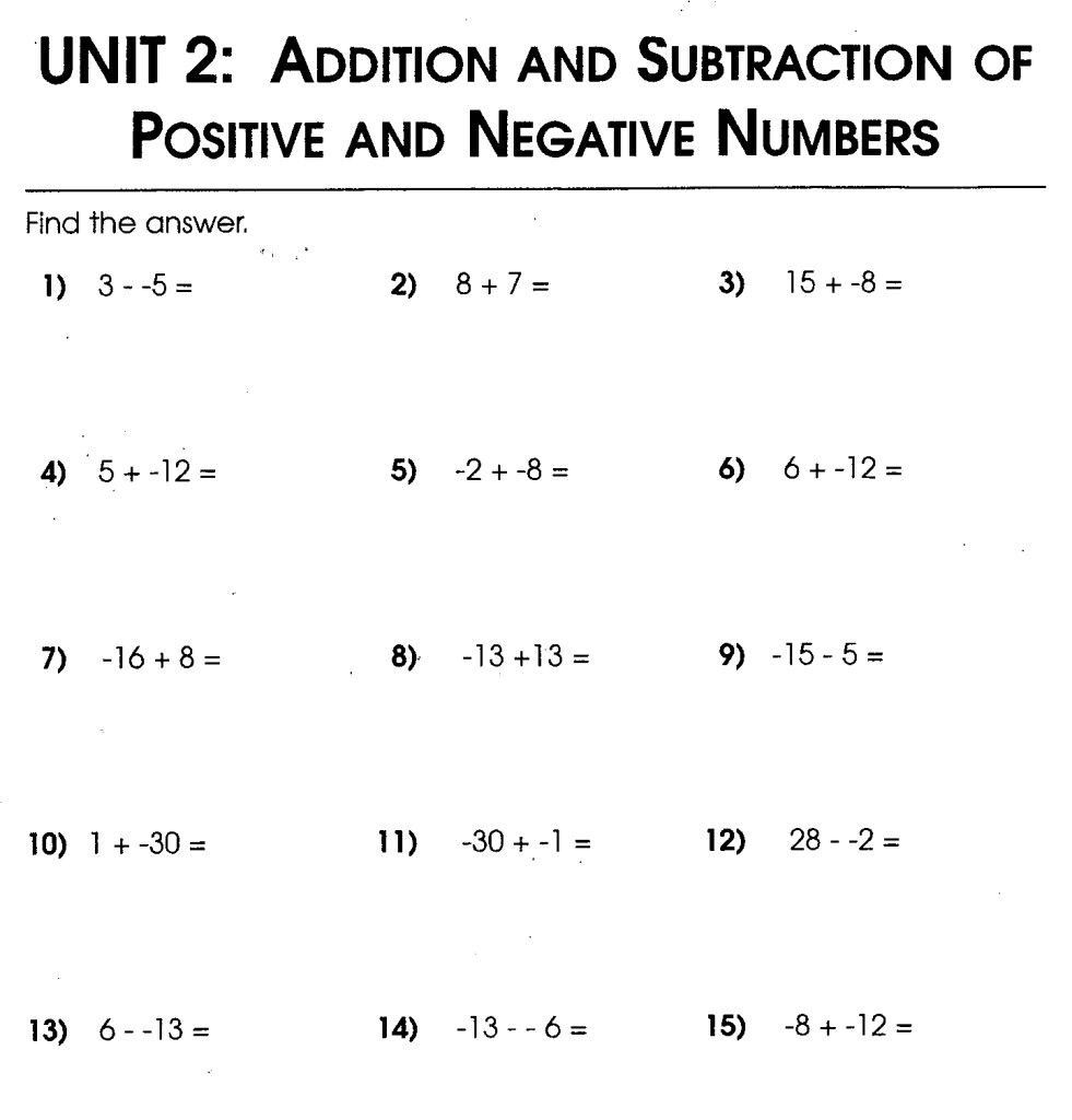 Multiplication Of Integers Worksheet Adding And Subtracting Worksheets Library