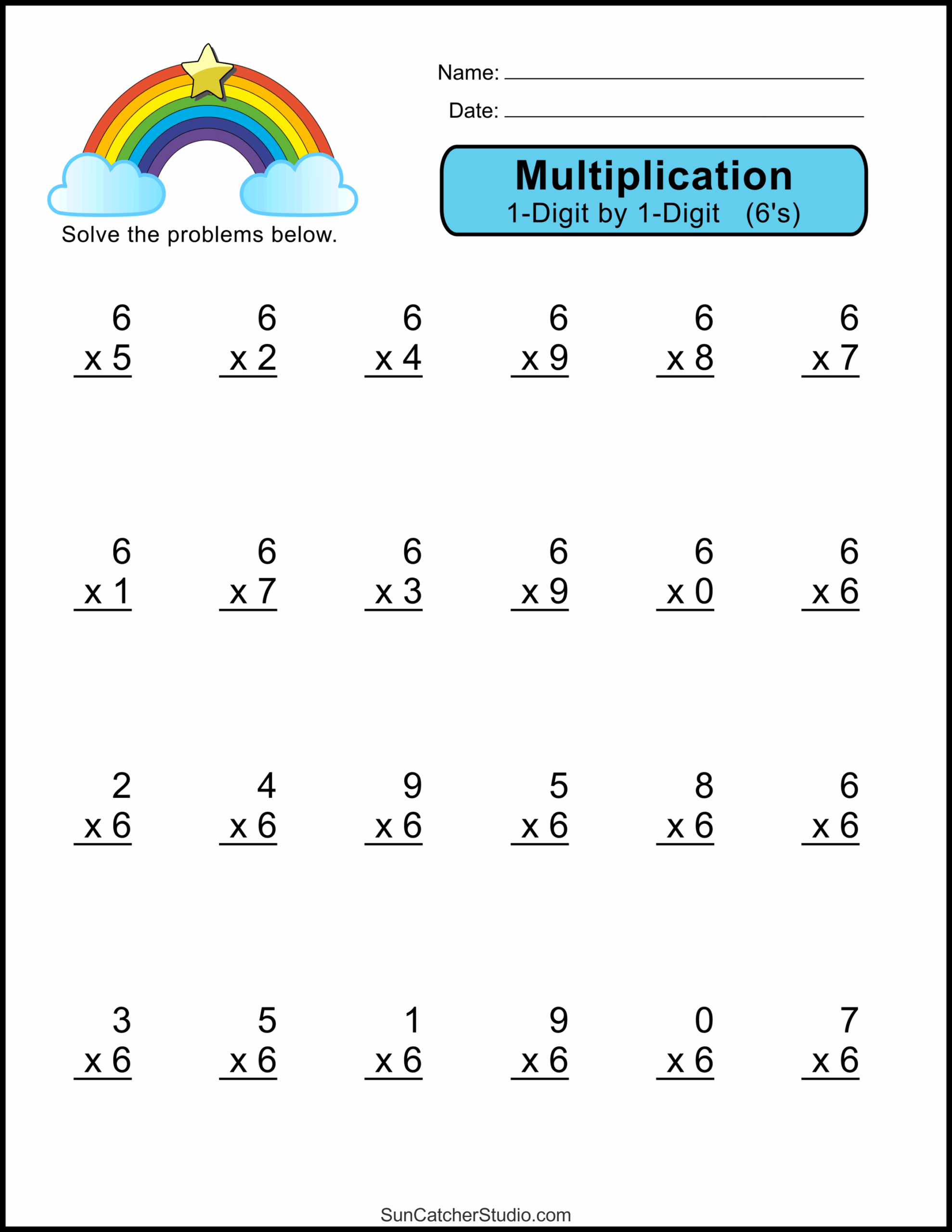 single digit multiplication practice worksheets