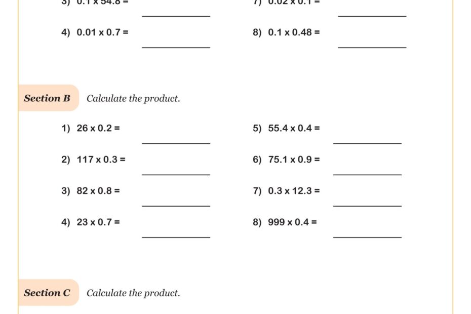 Multiplying And Dividing Decimals Worksheet 5th Grade PDF Worksheets