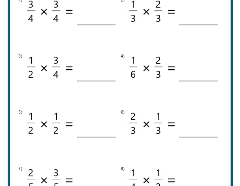 Multiplying Fractions Worksheets