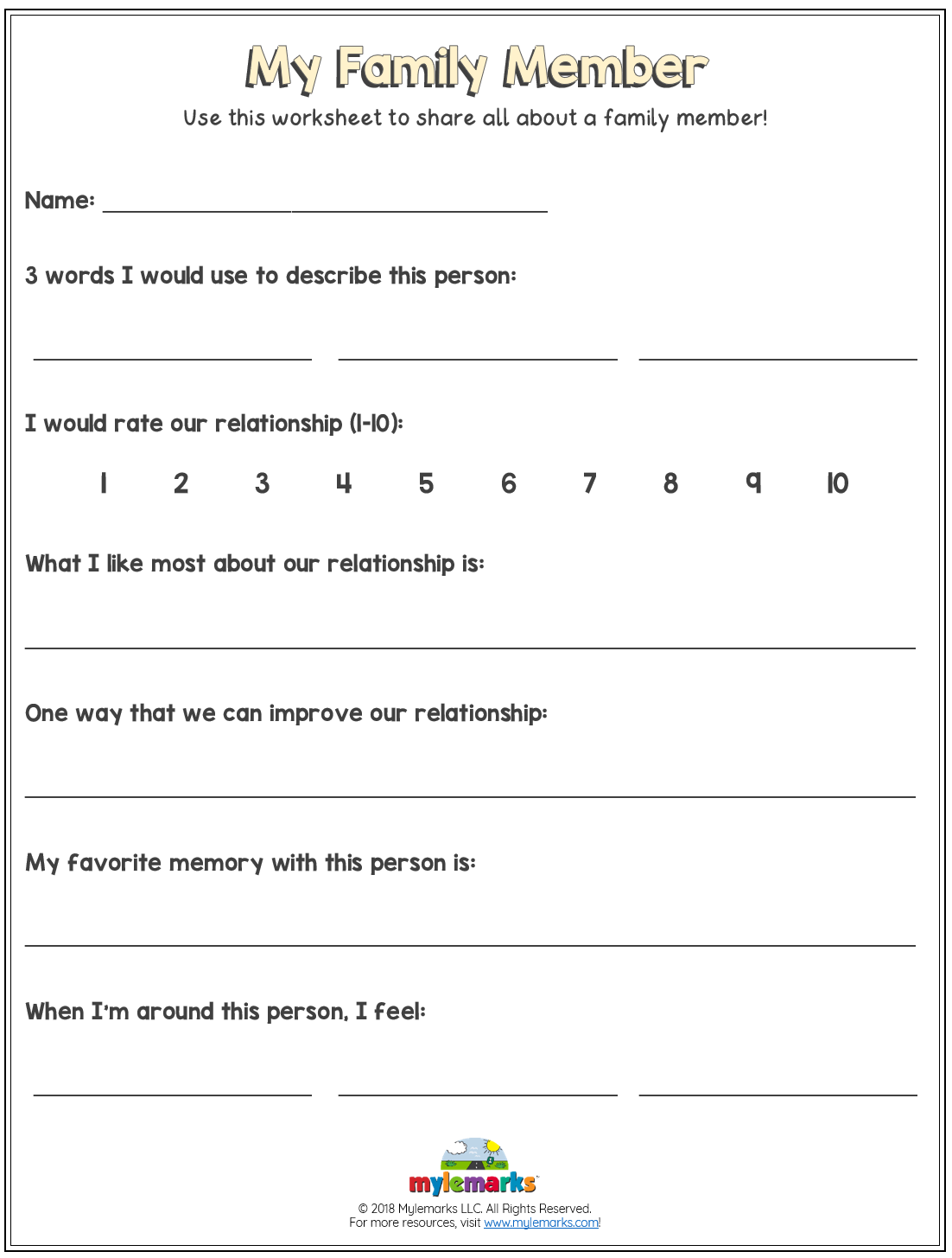 printable my family worksheet pdf