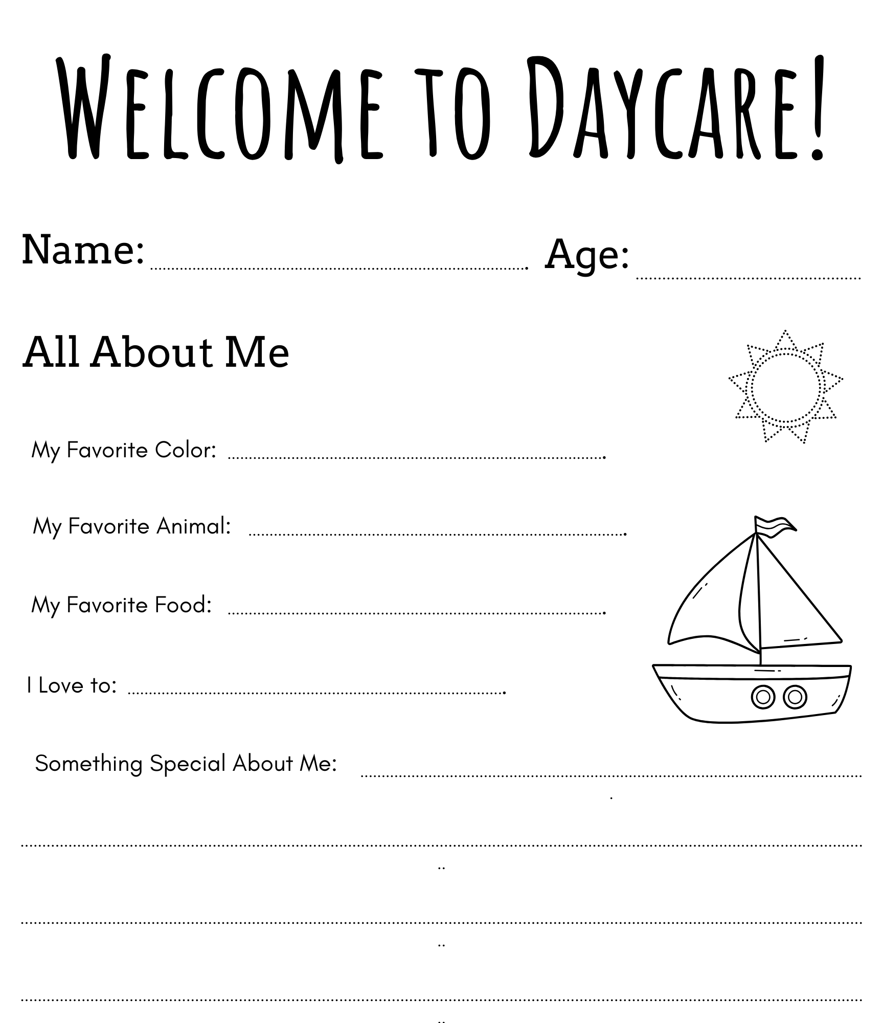 My First Day Of Daycare Printable 1st Day Of Daycare Activities For Toddlers