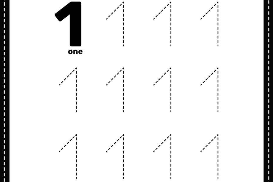 Number 1 Tracing Worksheet For Kids Free Printable KidsNex