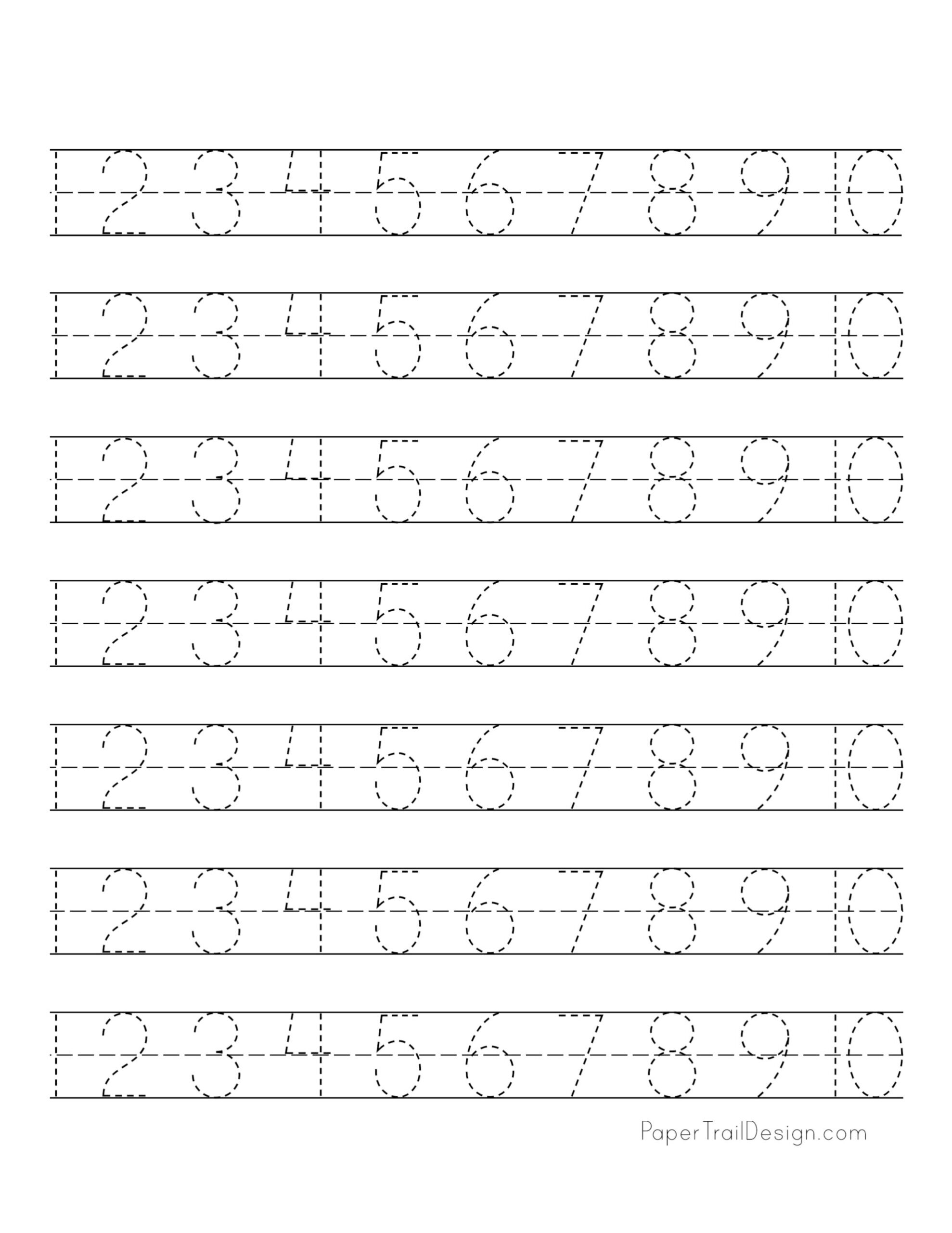 free number tracing worksheets