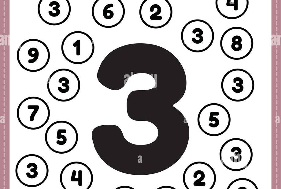 Number Worksheet Number 3 Worksheet Math Coloring Activities For Preschool And Kindergarten Kids To Learn Basic Mathematics Skills In A Printable Pag Stock Vector Image U0026 Art Alamy