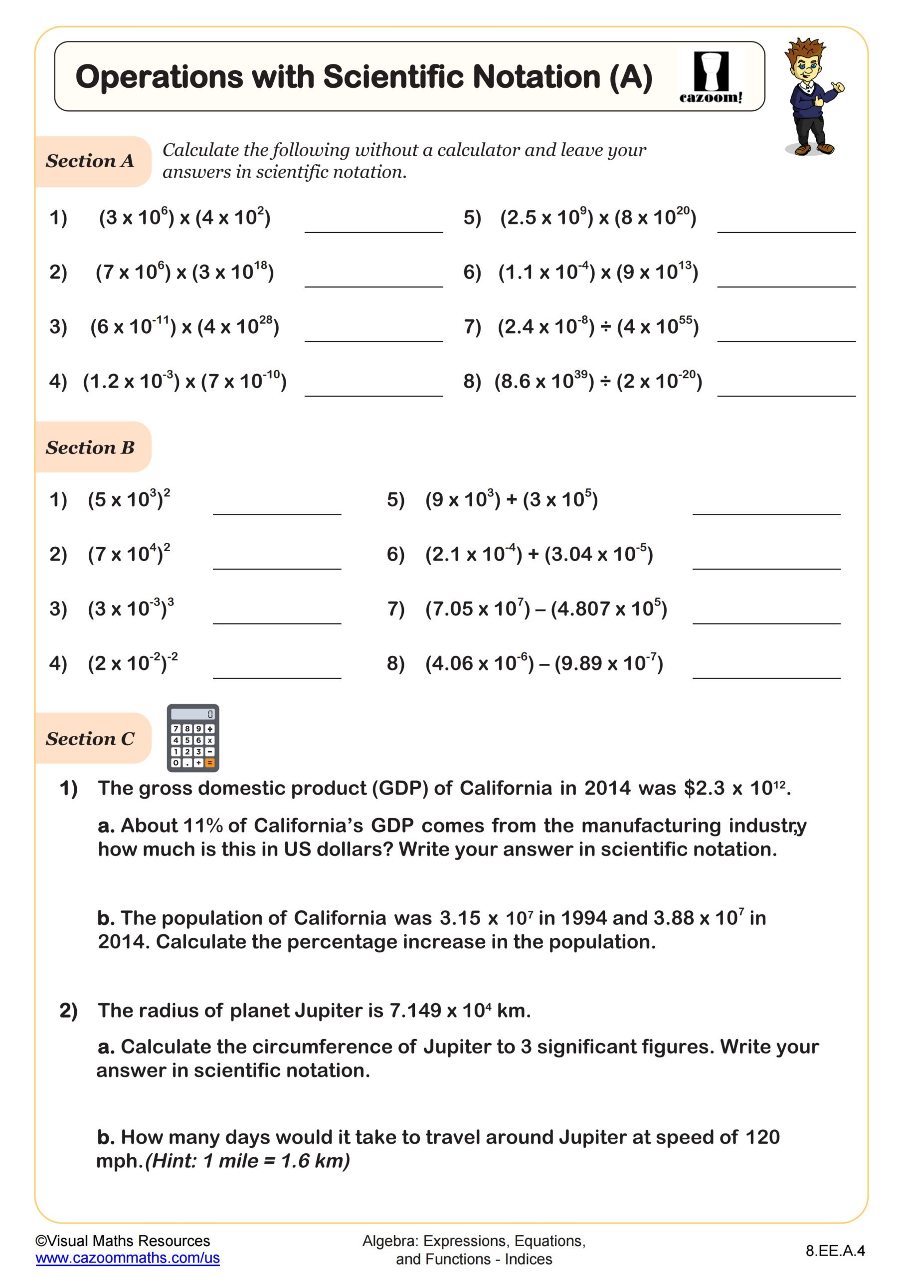 Operations With Scientific Notation A Worksheet Fun And 