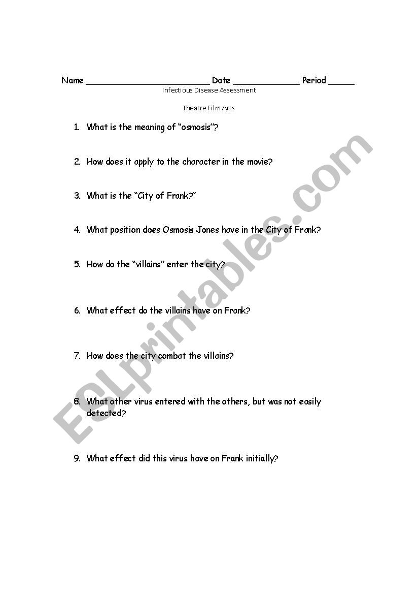 osmosis jones worksheet