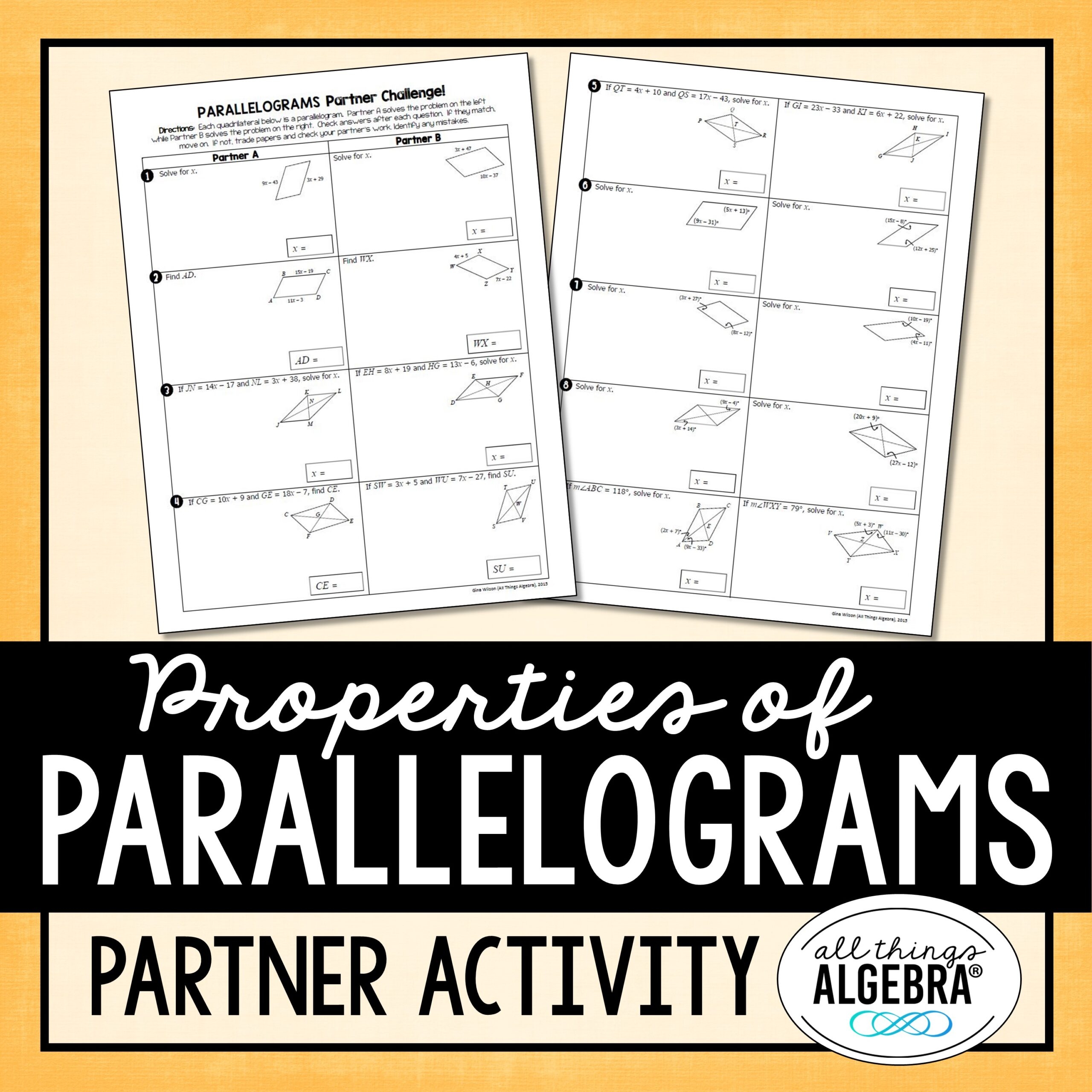 properties of parallelograms worksheet