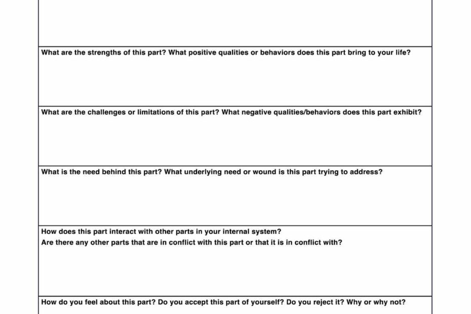 Parts Work Therapy Worksheet U0026 Example Free PDF Download