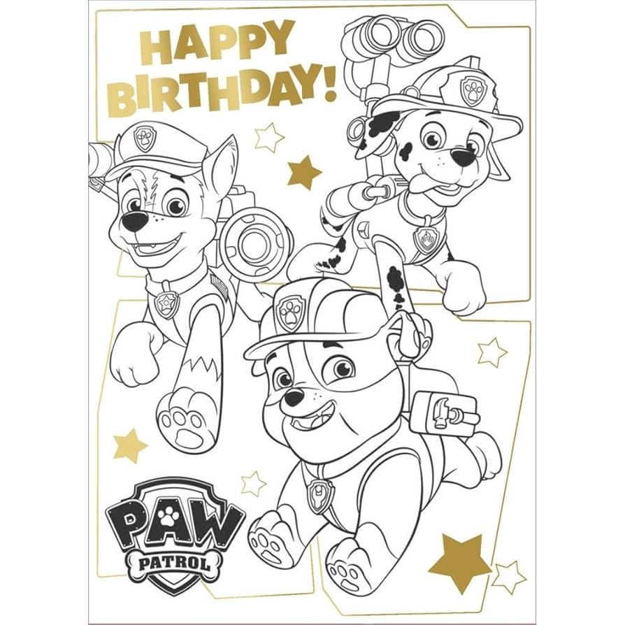 Paw Patrol Colouring Fold Out Poster Birthday Card Greeting Cards Amazon au