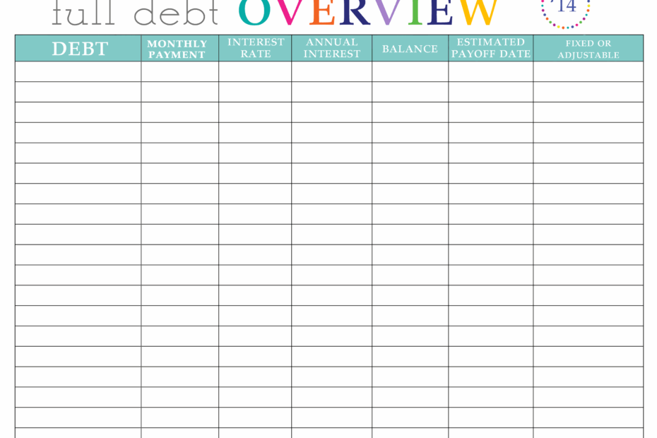 Paying Off Debt Worksheets