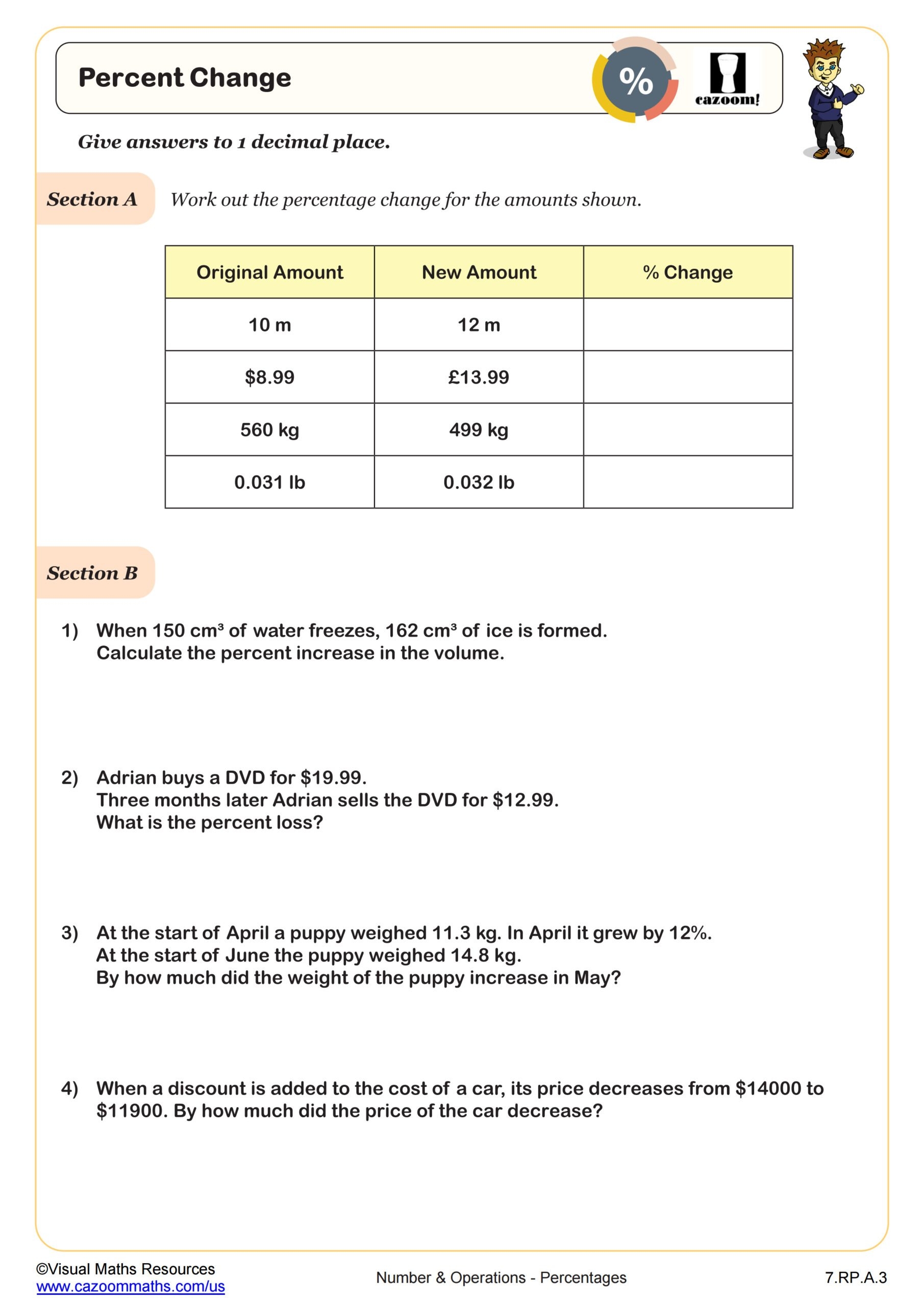 Percent Change Worksheet Fun And Engaging 7th Grade PDF Worksheets