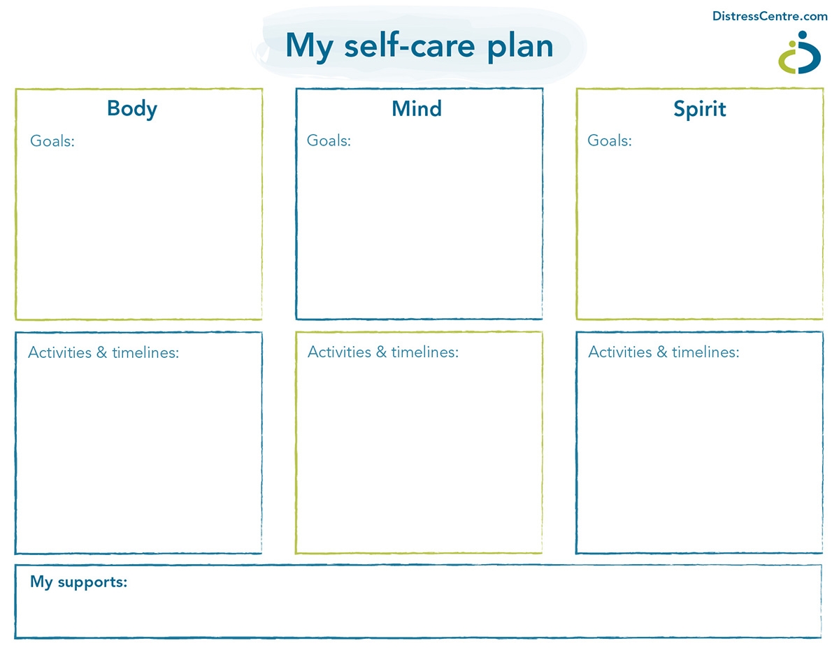 printable self care plan worksheet pdf