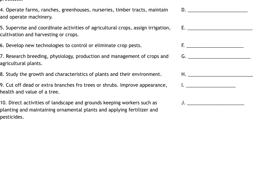 Plant Systems Careers Worksheet WordMint