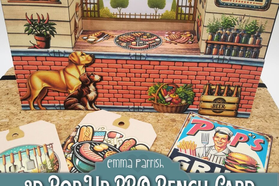 Pop Up BBQ Bench Card Male Mens Blue Cards Dad Grandad Pops Cricut PNG Barbeque Printable Papercraft Junk Journal Insert Etsy