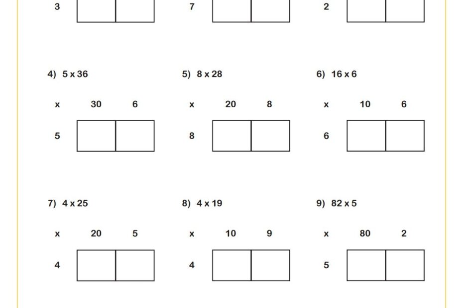 Practicing The Box Method For Multiplication B PDF Printable