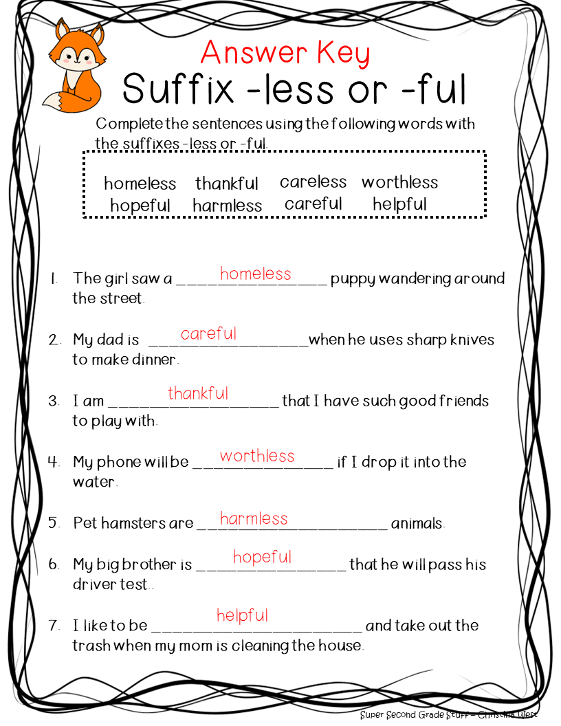 suffix or worksheets