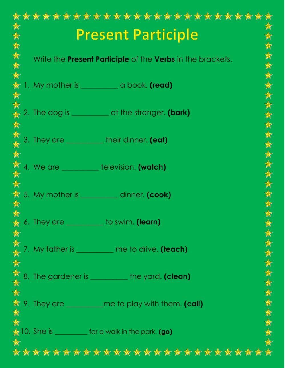 Present Participle Interactive Worksheet Live Worksheets Worksheets Library