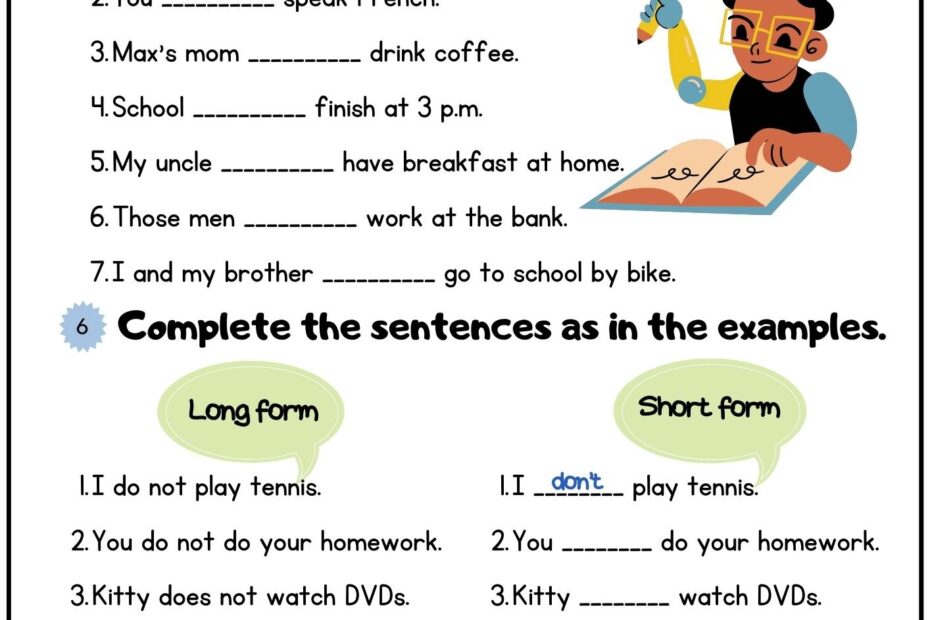 Present Simple Complete The Negative Sentences Grammar Worksheet Book 1 Pdf Ezpzlearn