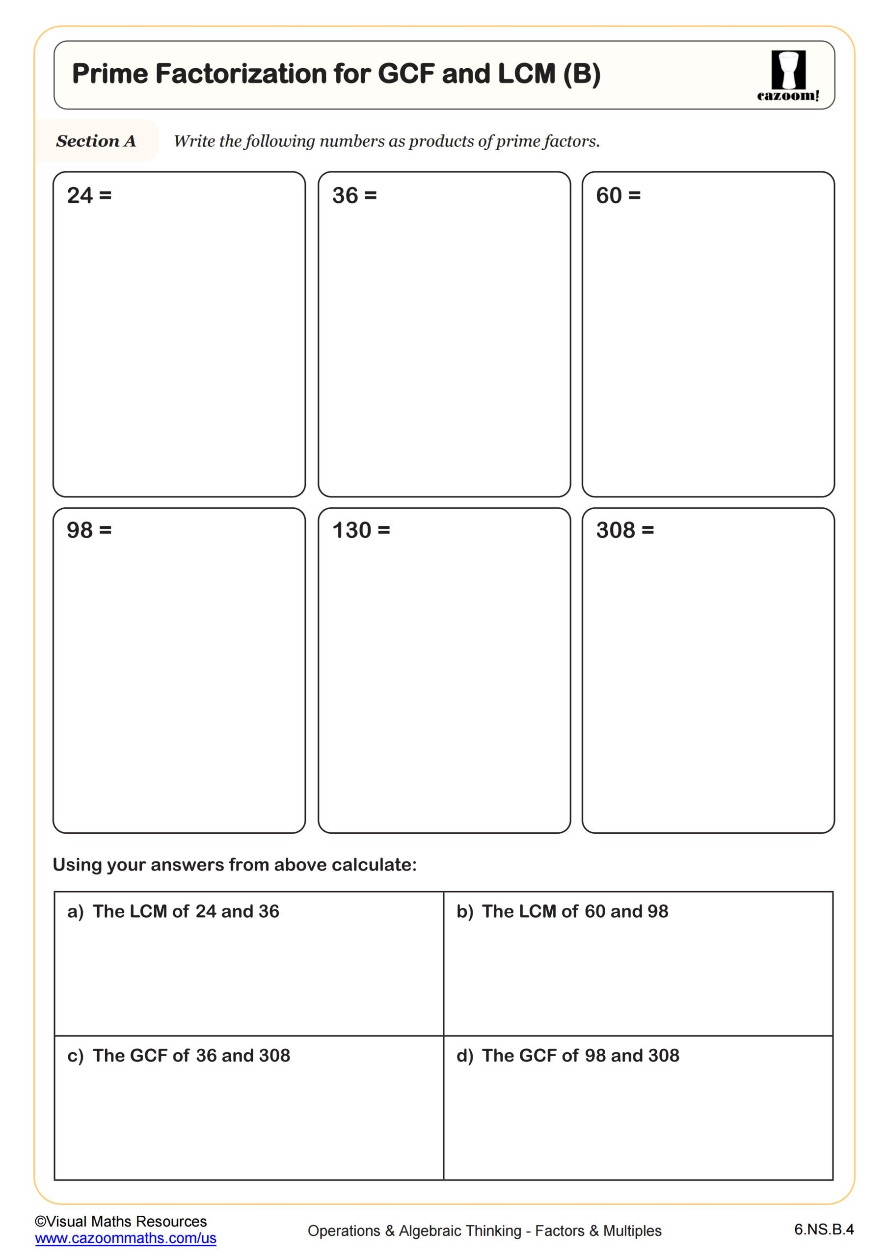 prime factorization worksheet pdf