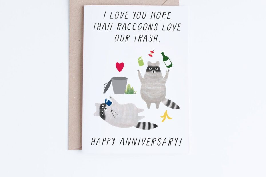 Printable Anniversary Cards Instant Download Funny Anniversary Cards For Boyfriend Girlfriend Husband Wife Raccoons Illustration Etsy