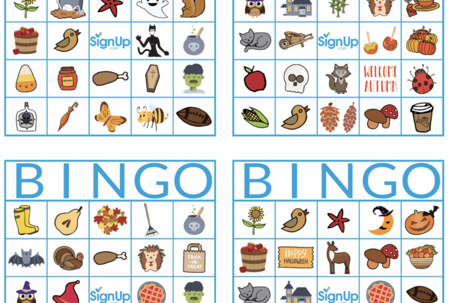 Printable Bingo Cards Fun Fall Classroom Party Activity SignUp