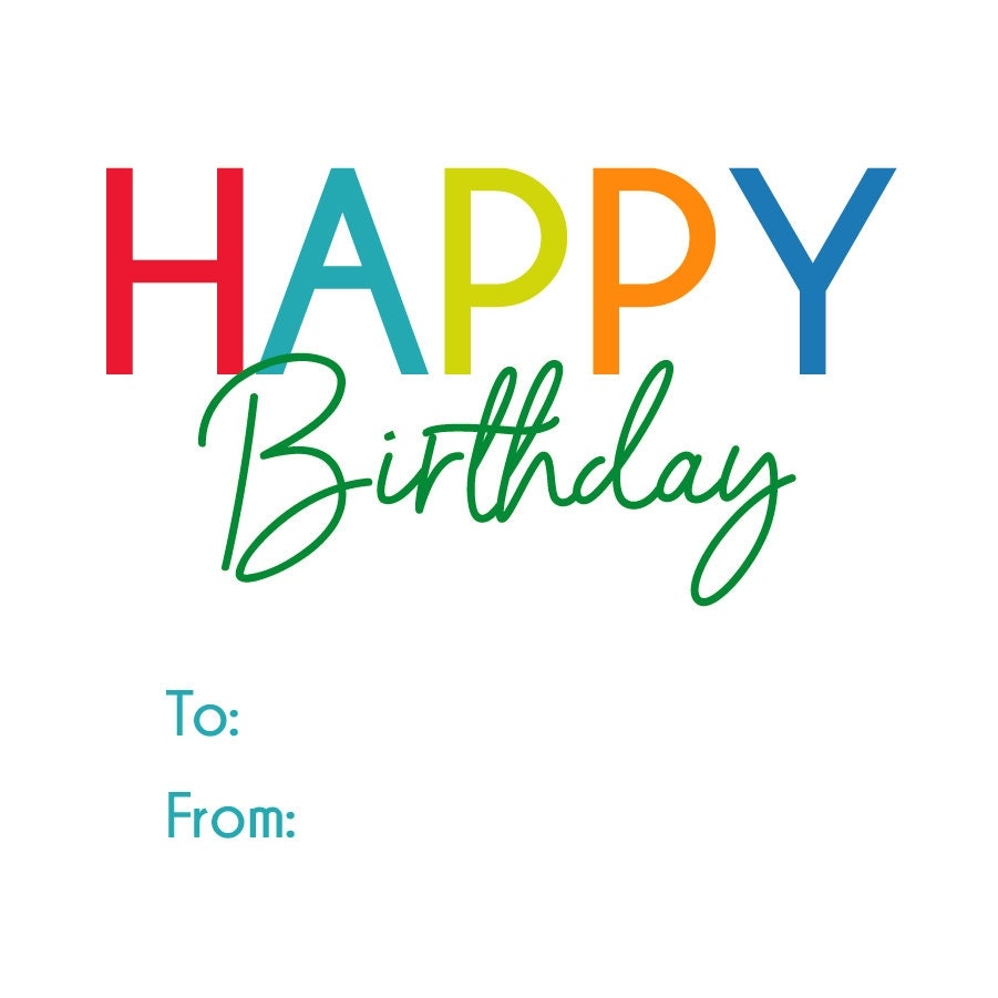 Printable Birthday Gift Tag Happy Birthday Gift Card Instant 