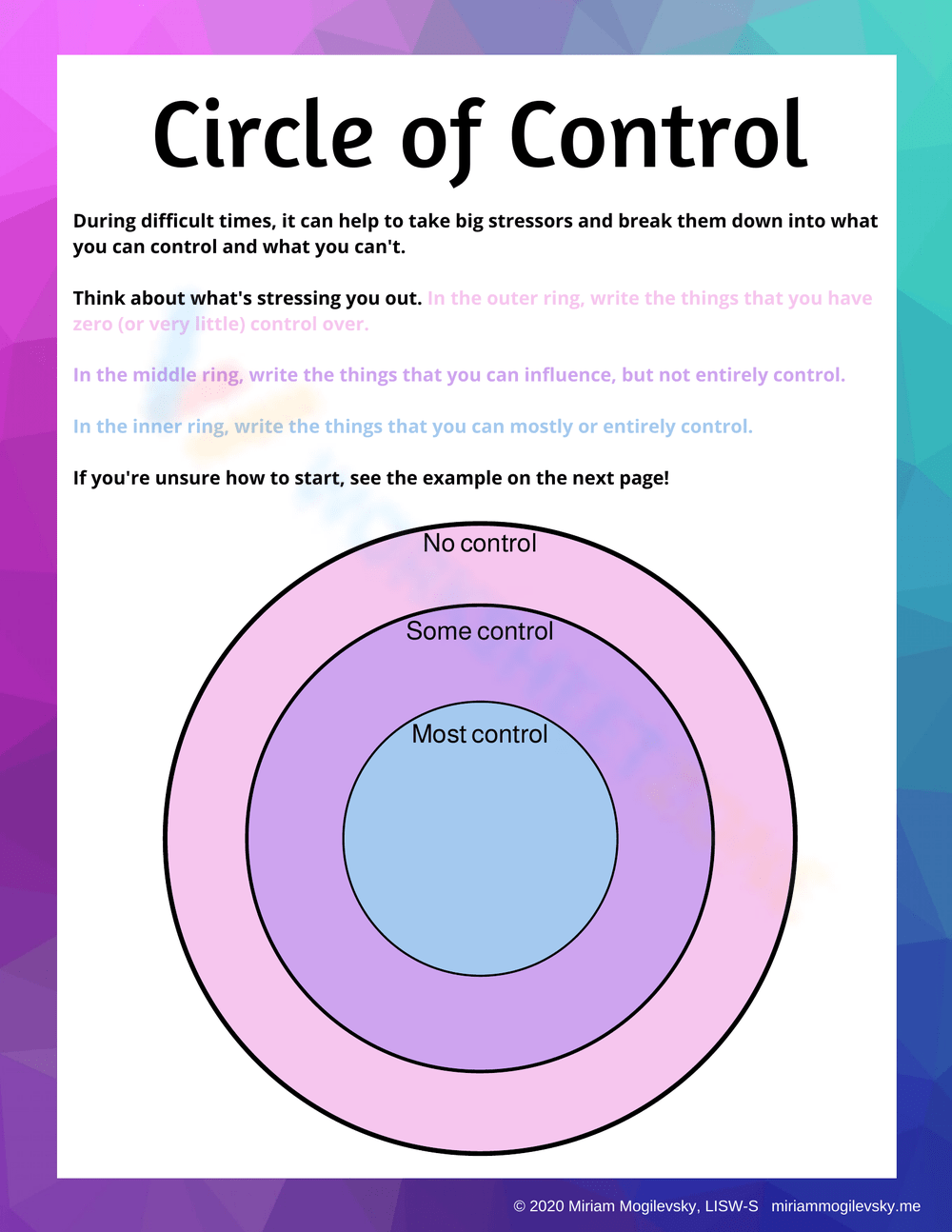 printable circle of control worksheet pdf