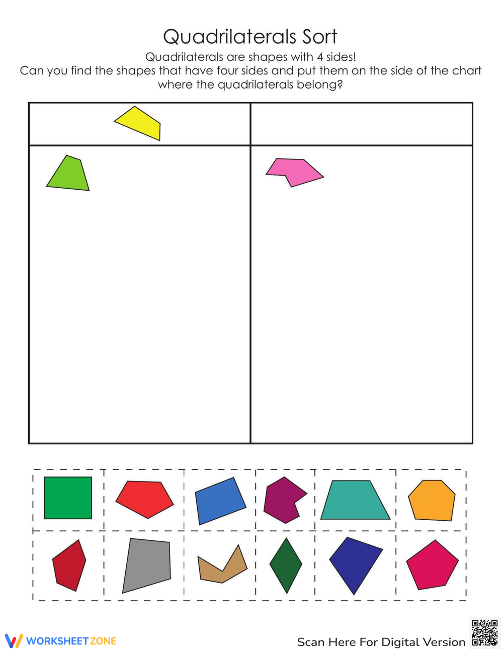Printable Classifying Quadrilaterals Worksheets Download