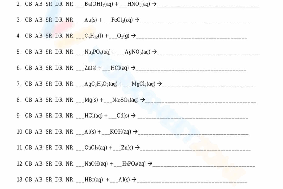 Printable Grade 9 Predicting Products Of Chemical Reactions Worksheets