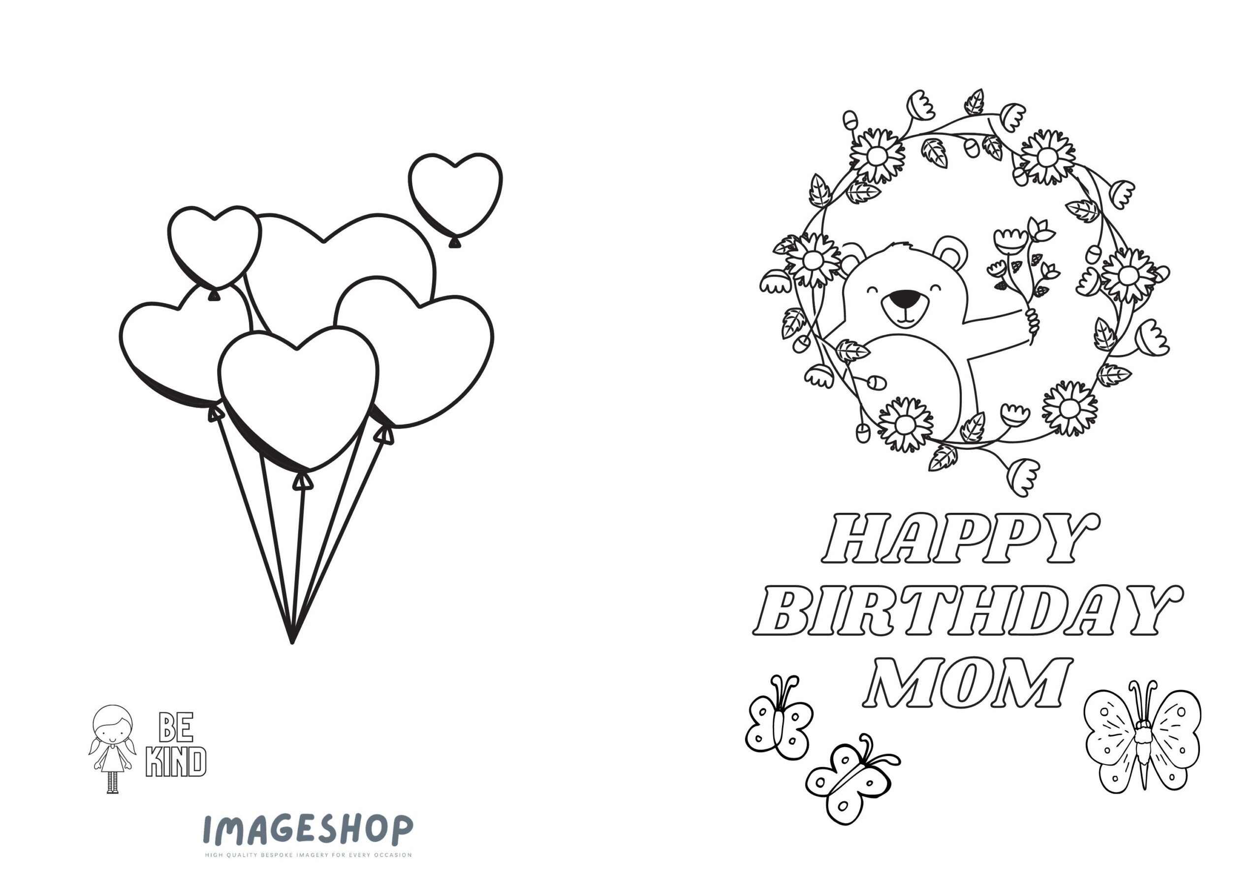 Printable Happy Birthday Mom mum Colouring In Card Printable 