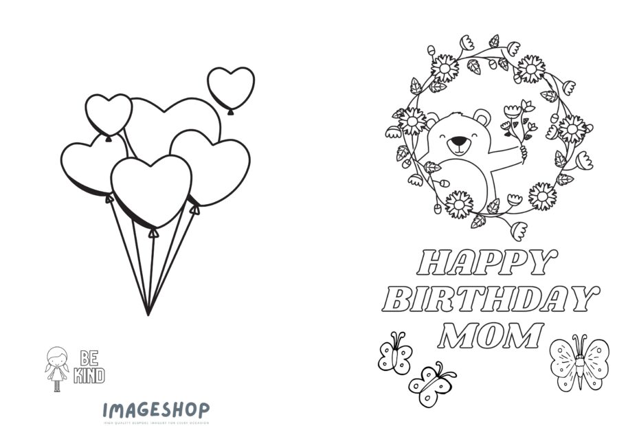 Printable Happy Birthday Mom mum Colouring In Card Printable Digital Download Gift Card Happy Birthday Card Instant Download Etsy