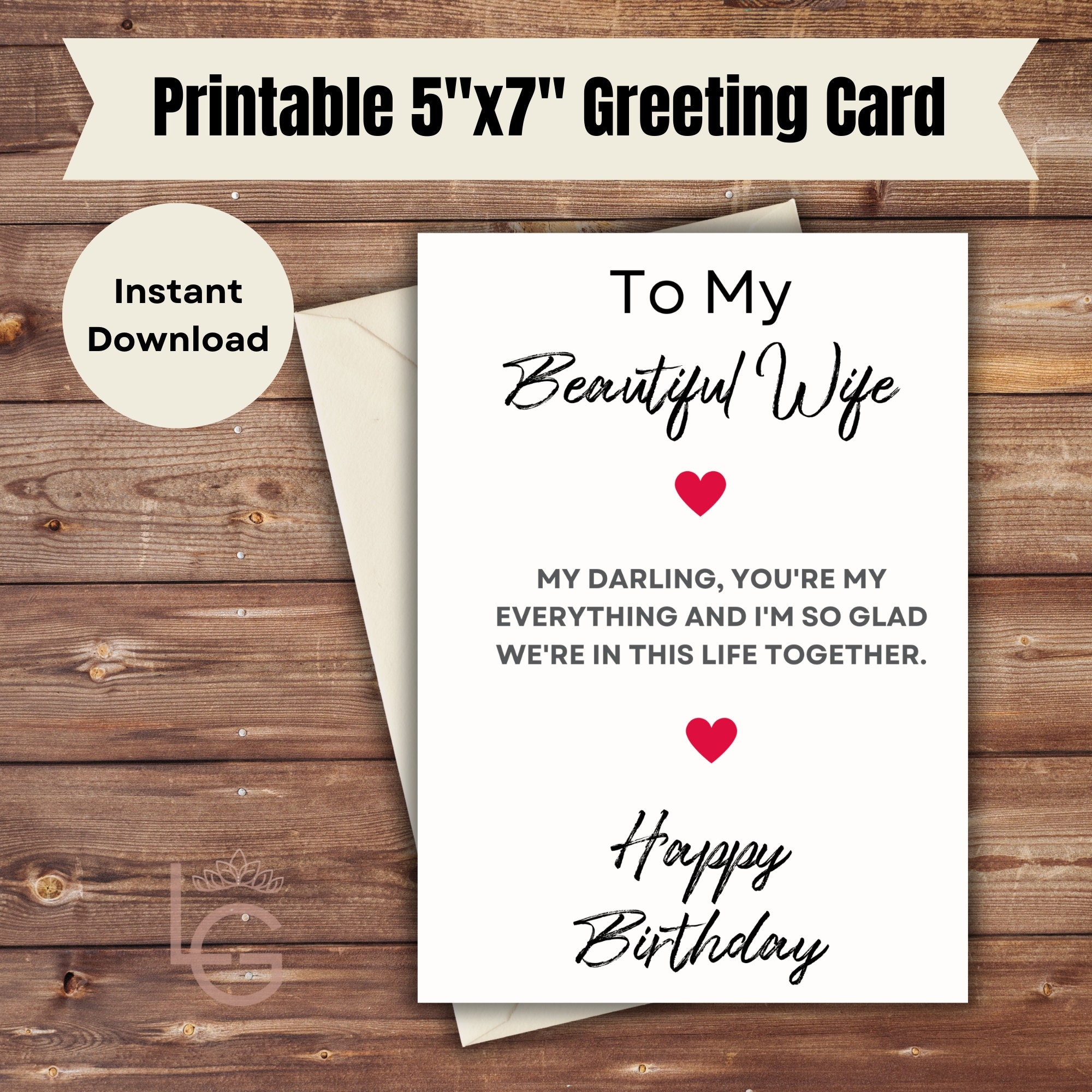 Printable Happy Birthday To My Beautiful Wife Birthday Card Beautiful Wife From Husband Cute Birthday Card Sentimental Hearts Etsy
