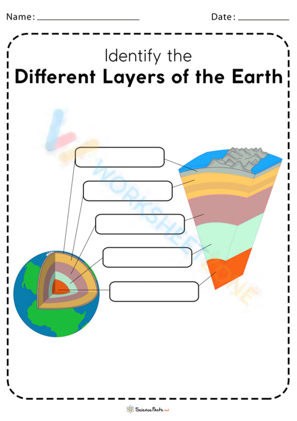 earth layers worksheet printable pdf
