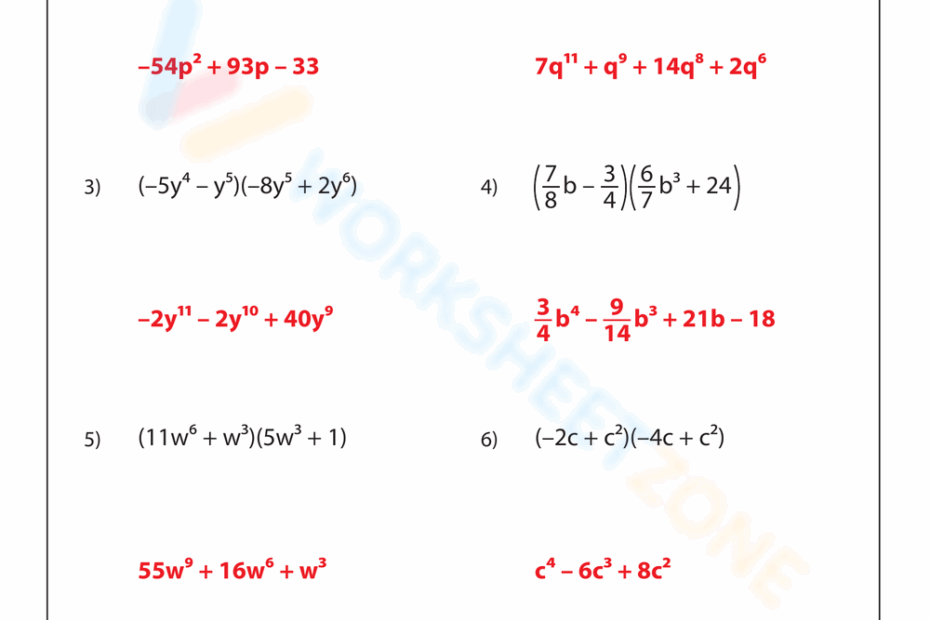 Printable Multiplying Binomials Worksheets Download