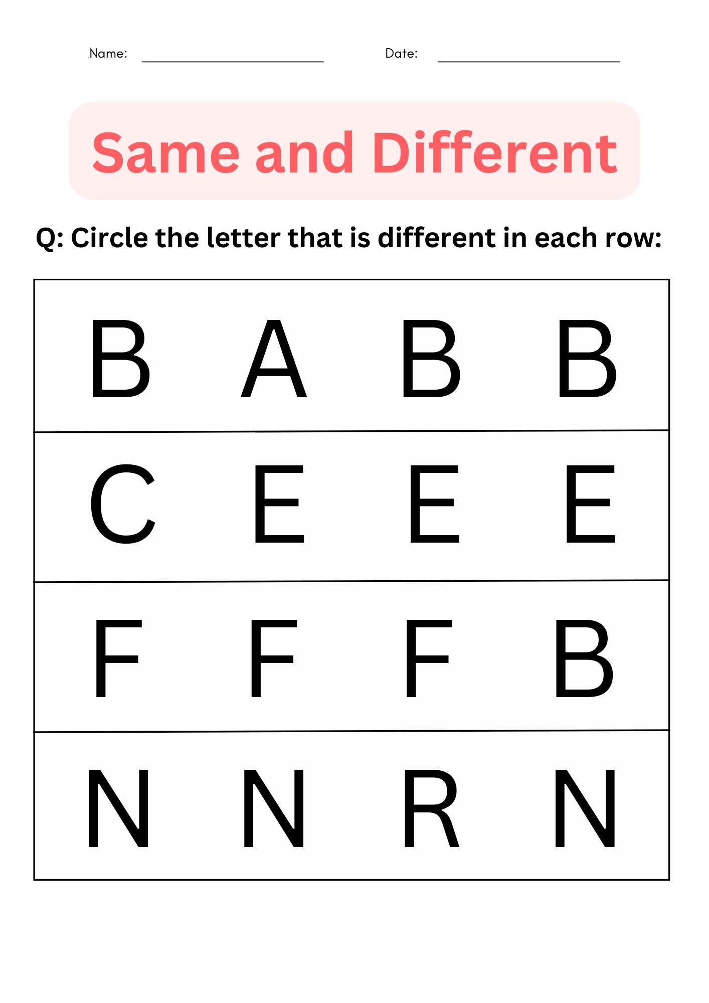 Printable Same And Different Worksheets For Kindergarten Made By Teachers