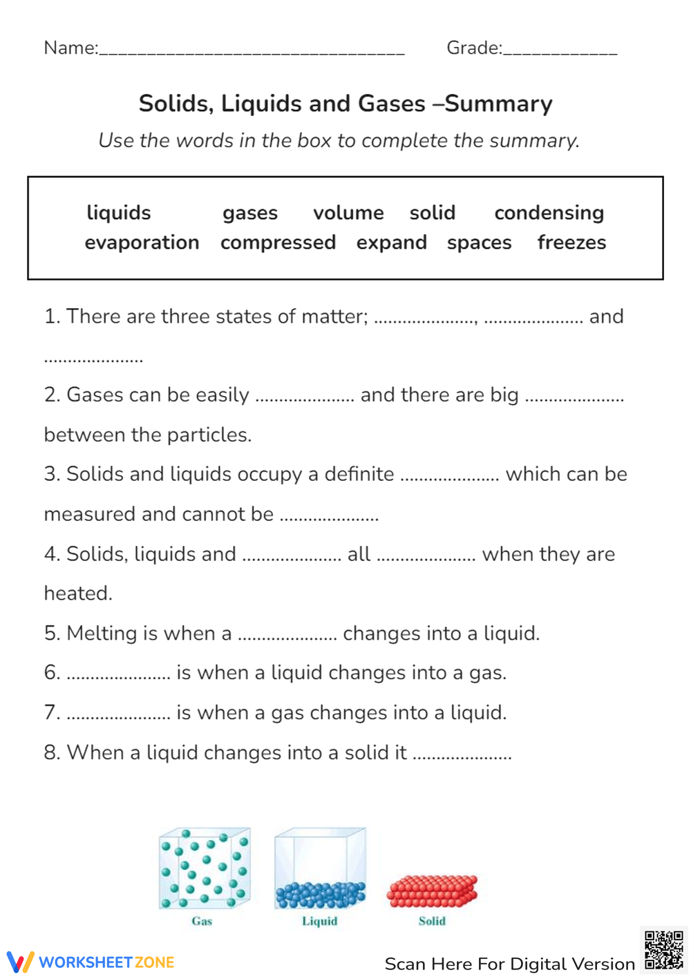 Printable Solid Liquid Gas Worksheets