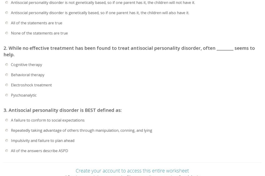 Quiz U0026 Worksheet Features Of Antisocial Personality Disorder Study