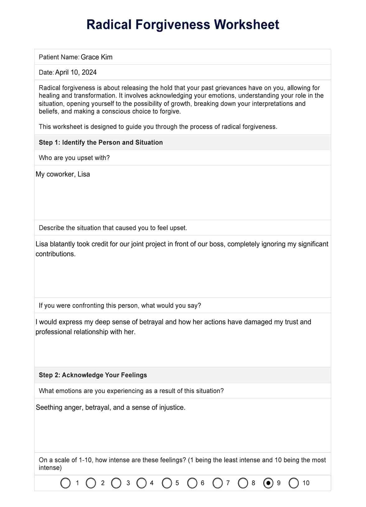 Radical Forgiveness Worksheet U0026 Example Free PDF Download