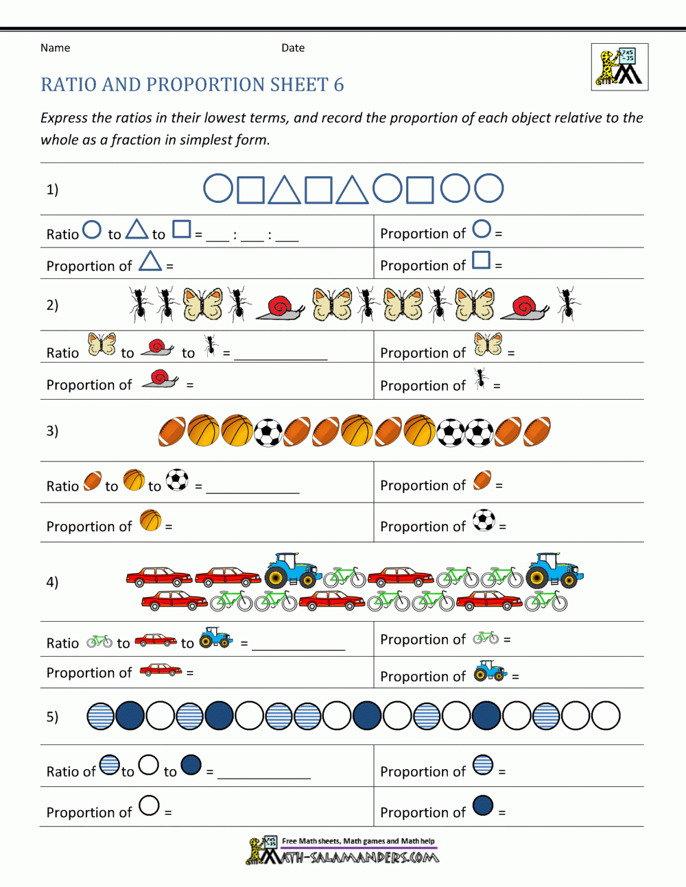 ratio and proportion worksheets